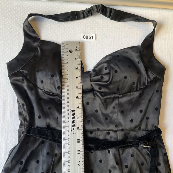 My Michelle Women Dress 11 Black Polka Dot Sheath Satin Coquettecore Bow - Picture 8 of 9